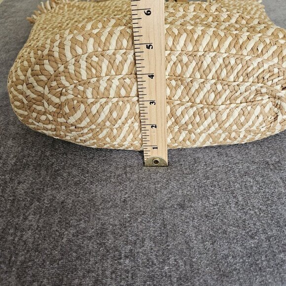 Lulla Collection Straw Paper Tote Bag Beige Double Handle Summer Beach Coastal - Picture 10 of 16